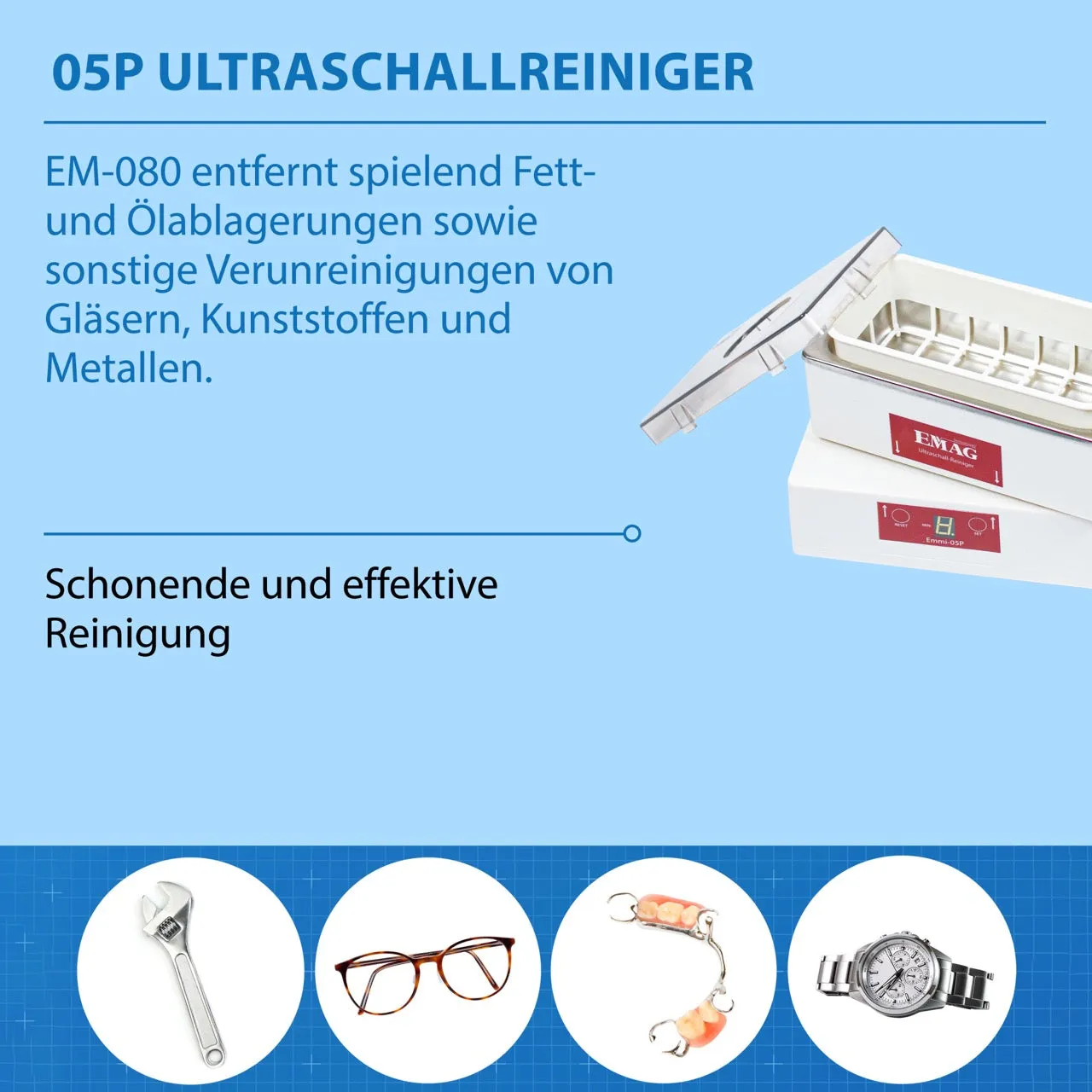 Emmi-Nail Emmi-05P ultralydsrenser 0,5 L rustfri