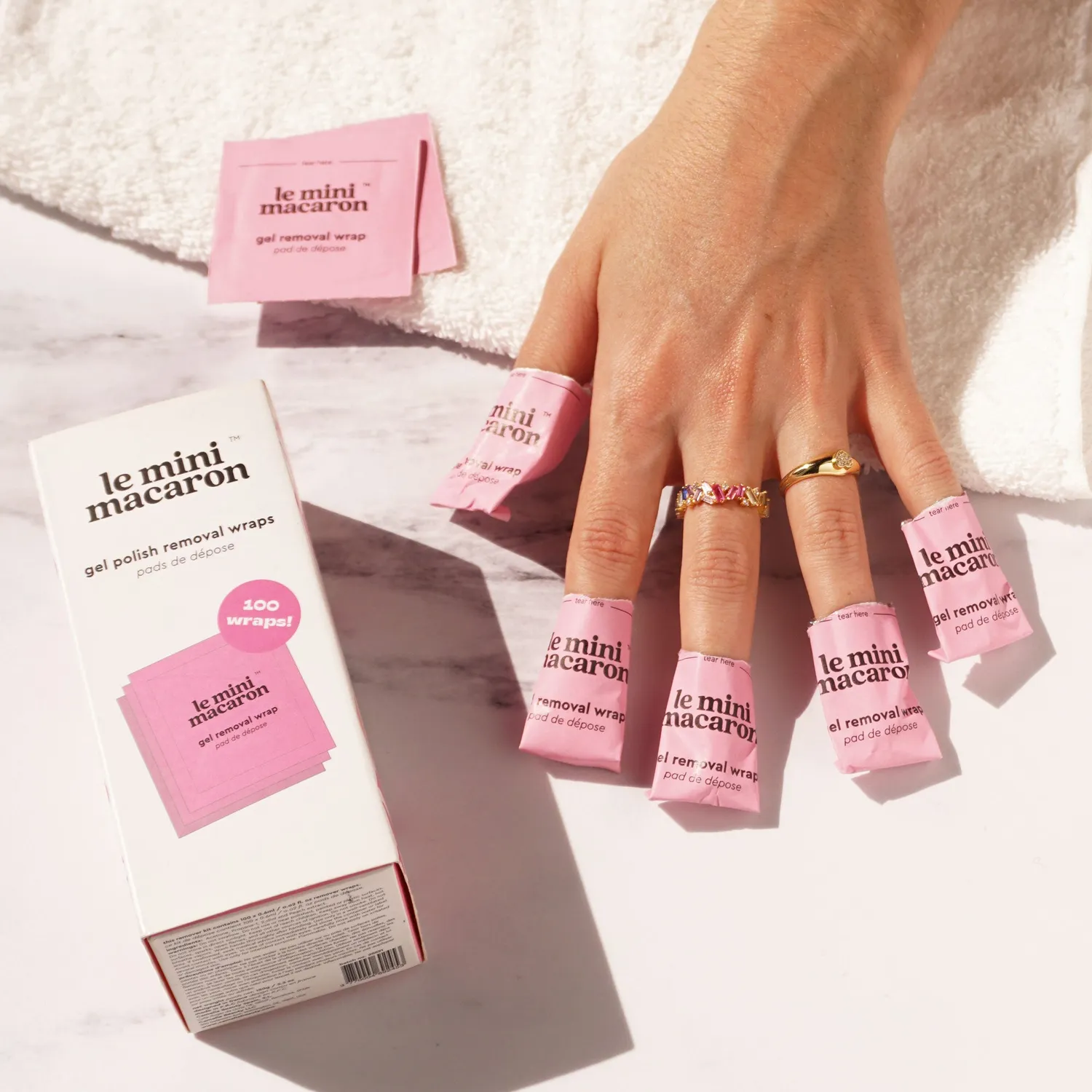 Le Mini Macaron Removal Wraps gelremover 100 stk fersken