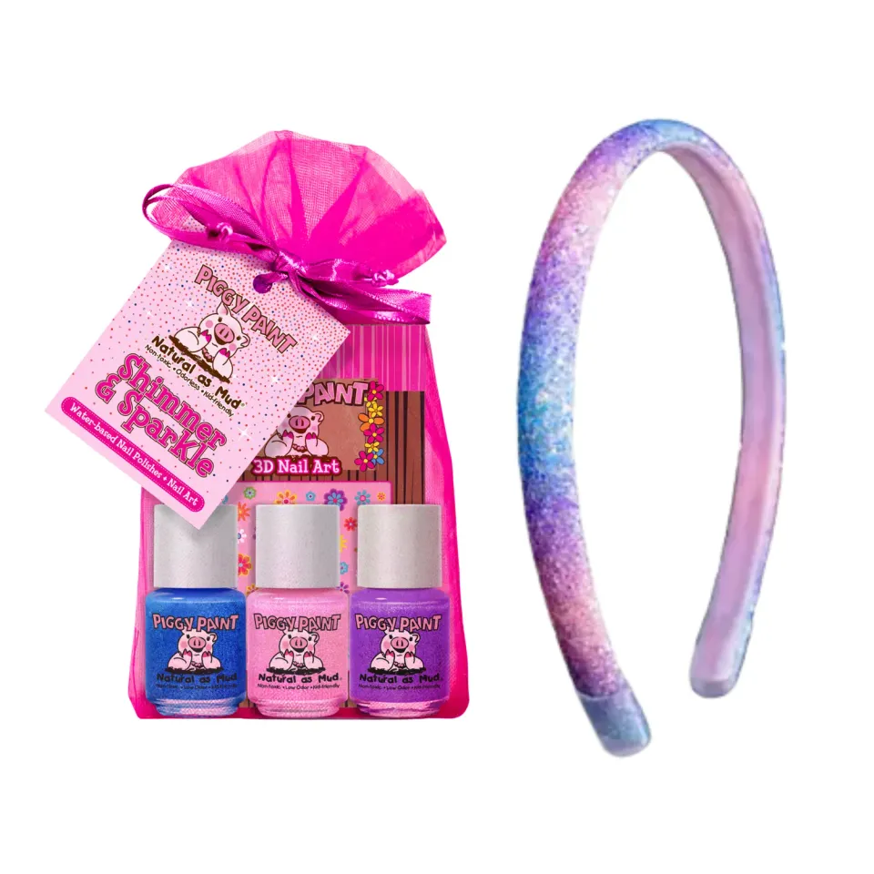 Piggy Paint Sparkle All the Way børneneglelak 3-pak med hårbøjle