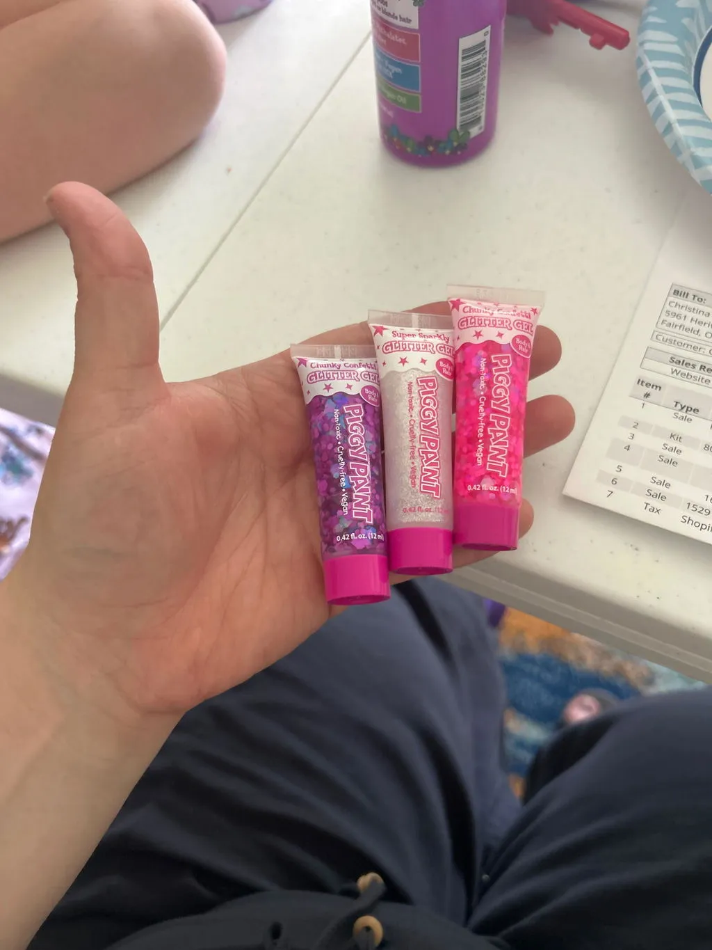 Piggy Paint Sparkle Squad glittergel 3-pak pink lilla klar