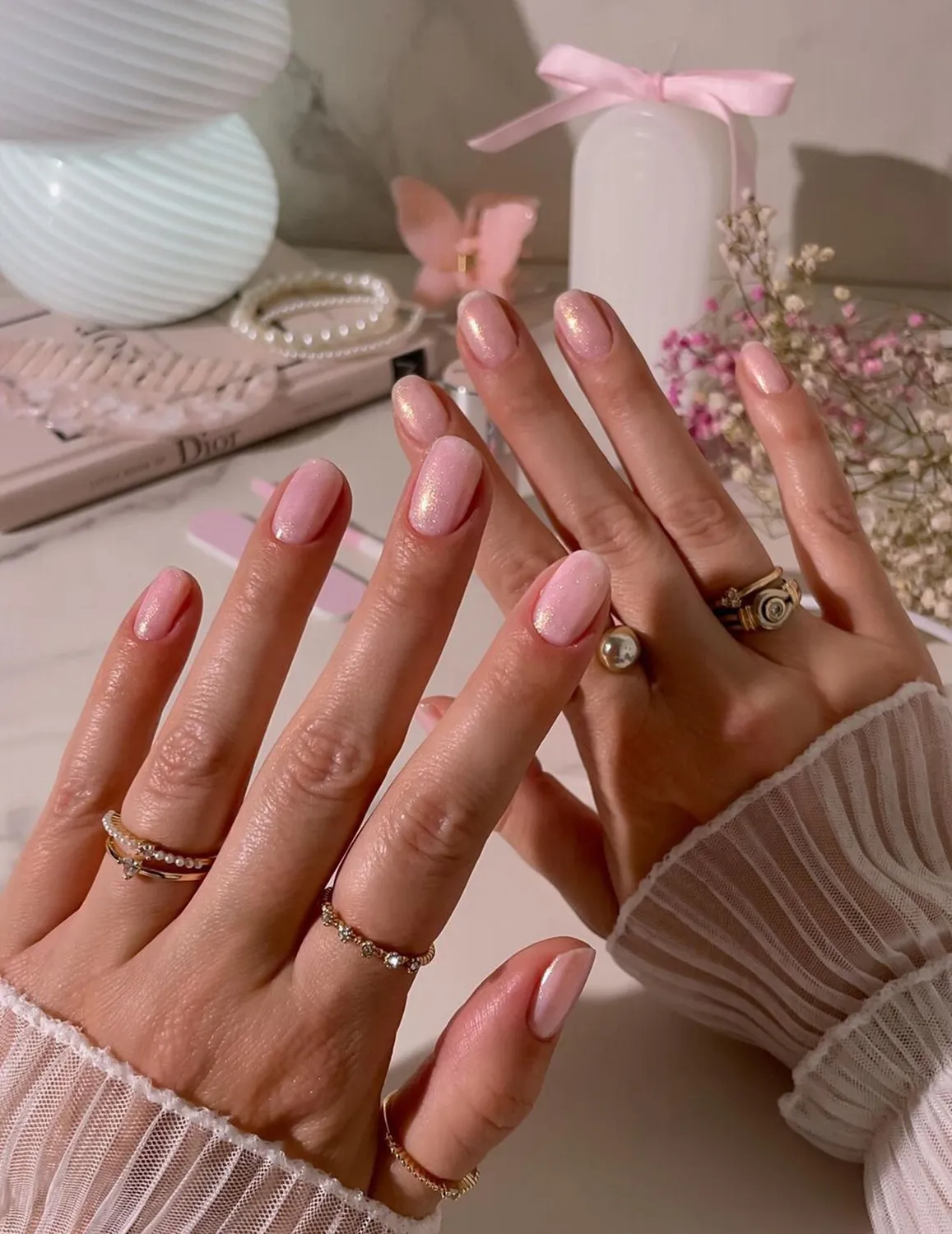 Le Mini Macaron Pink Quartz gellak 8,5 ml lyserød shimmer
