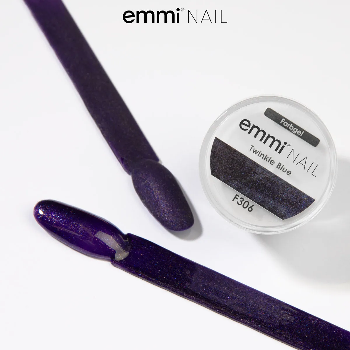 Emmi-Nail Twinkle Blue F306 farvegel 5ml mørkeblå glitter