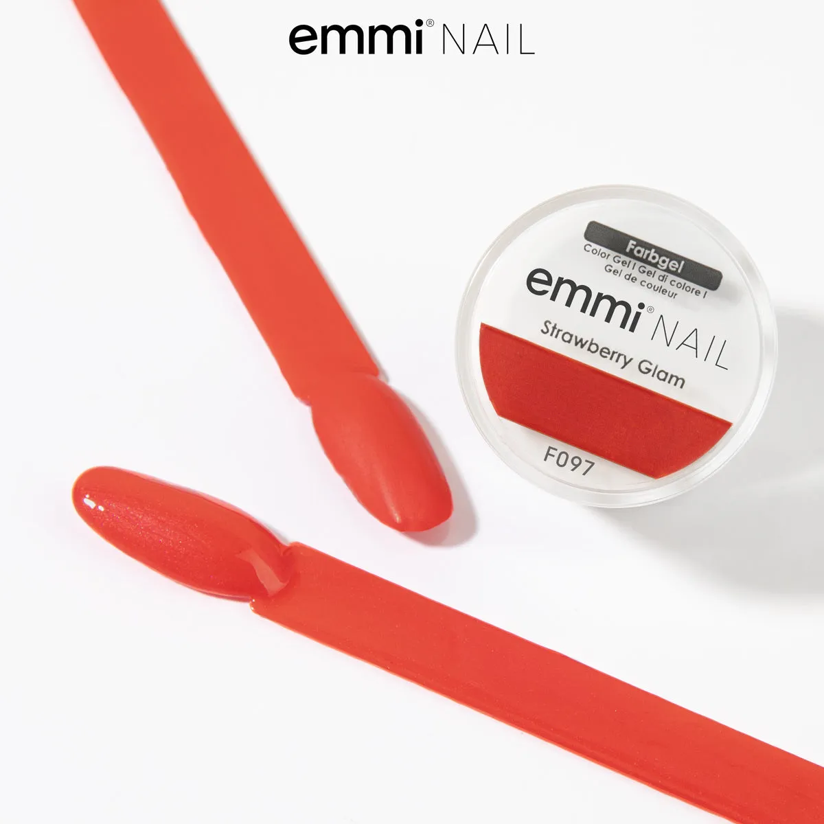 Emmi-Nail Strawberry Glam F097 farvegel rød glitter 5 ml