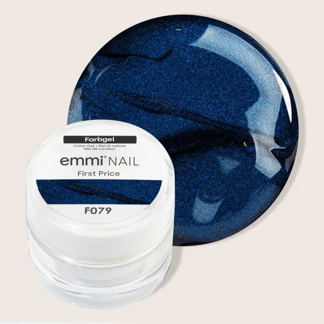 Emmi-Nail First Price F079 farvegel 5 ml dybblå glitter