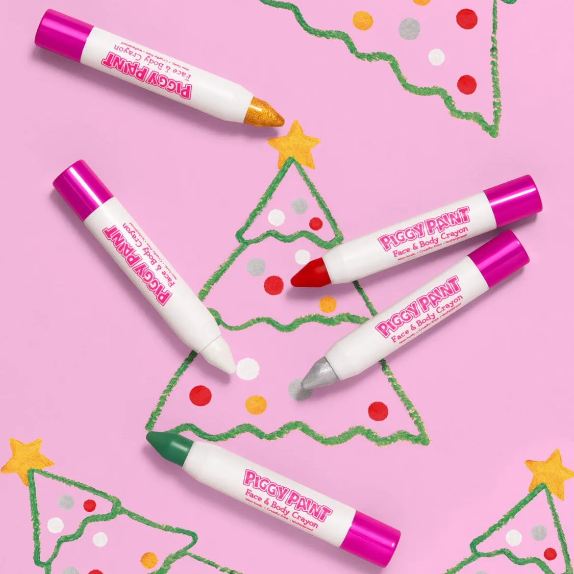 Piggy Paint Merry & Bright ansigtsfarve 3-pak rød grøn hvid
