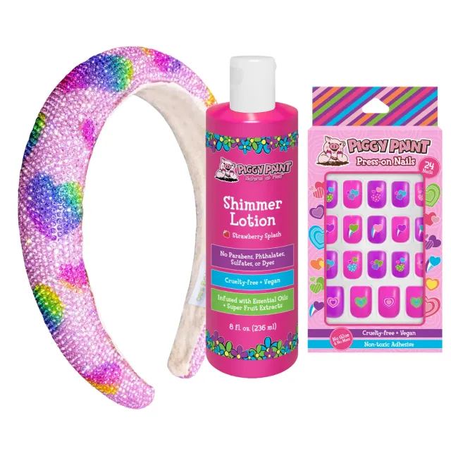 Piggy Paint Sweetheart Sparkle Bundle press-on negle med lotion