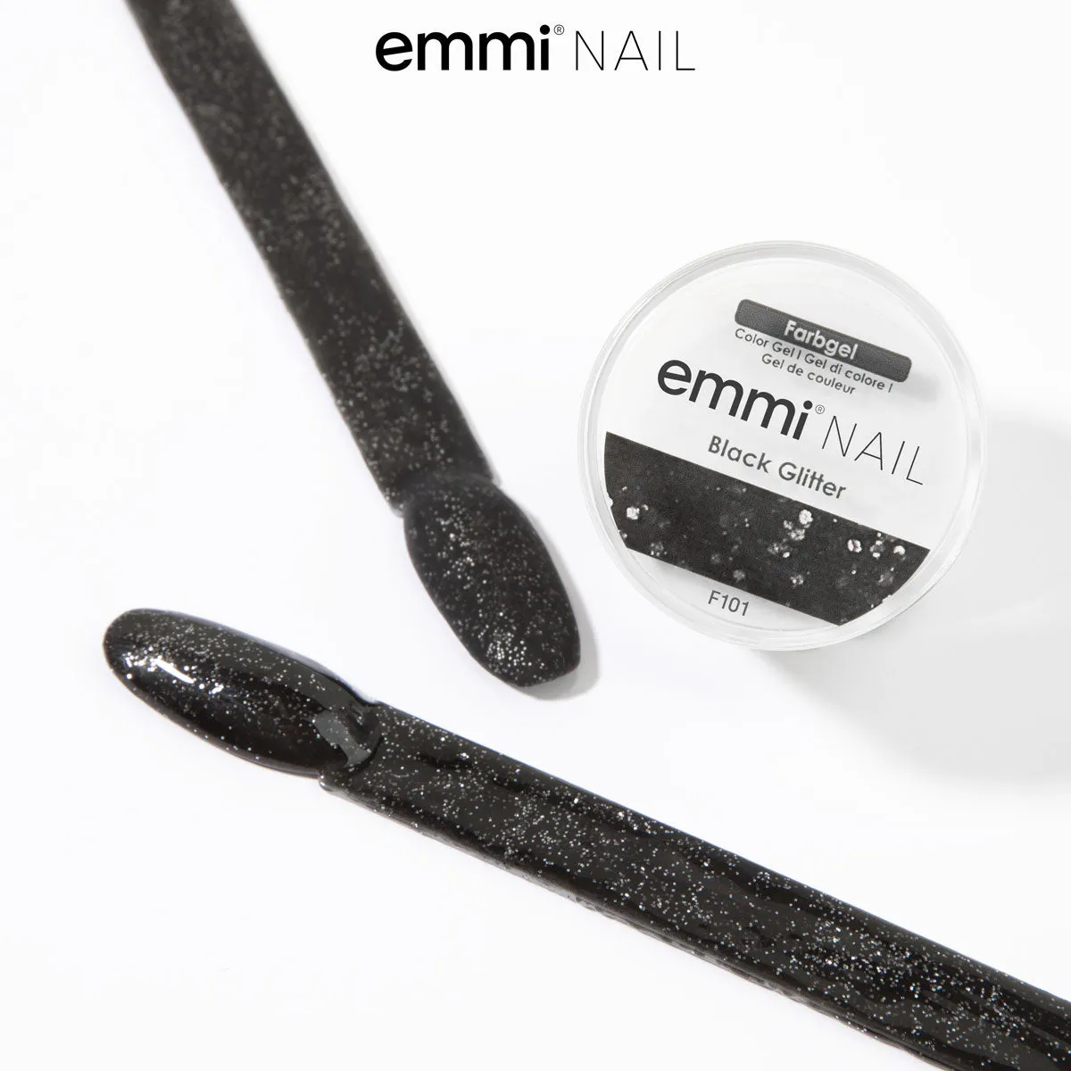 Emmi-Nail Farbgel Black Glitter F101 glittergel 5 ml sort glitter