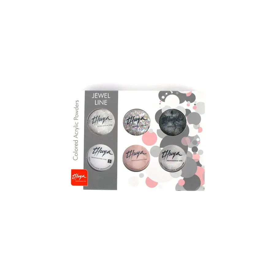Evolution Gel Jewel Line Kit akrylpudder 6 x 5 g hvid sølv