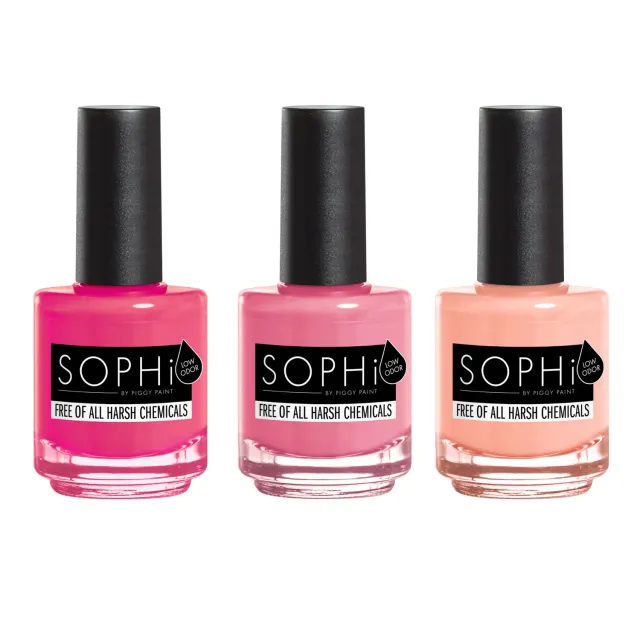 Piggy Paint SOPHi So Peachy Pink neglelak 3-pak giftfri