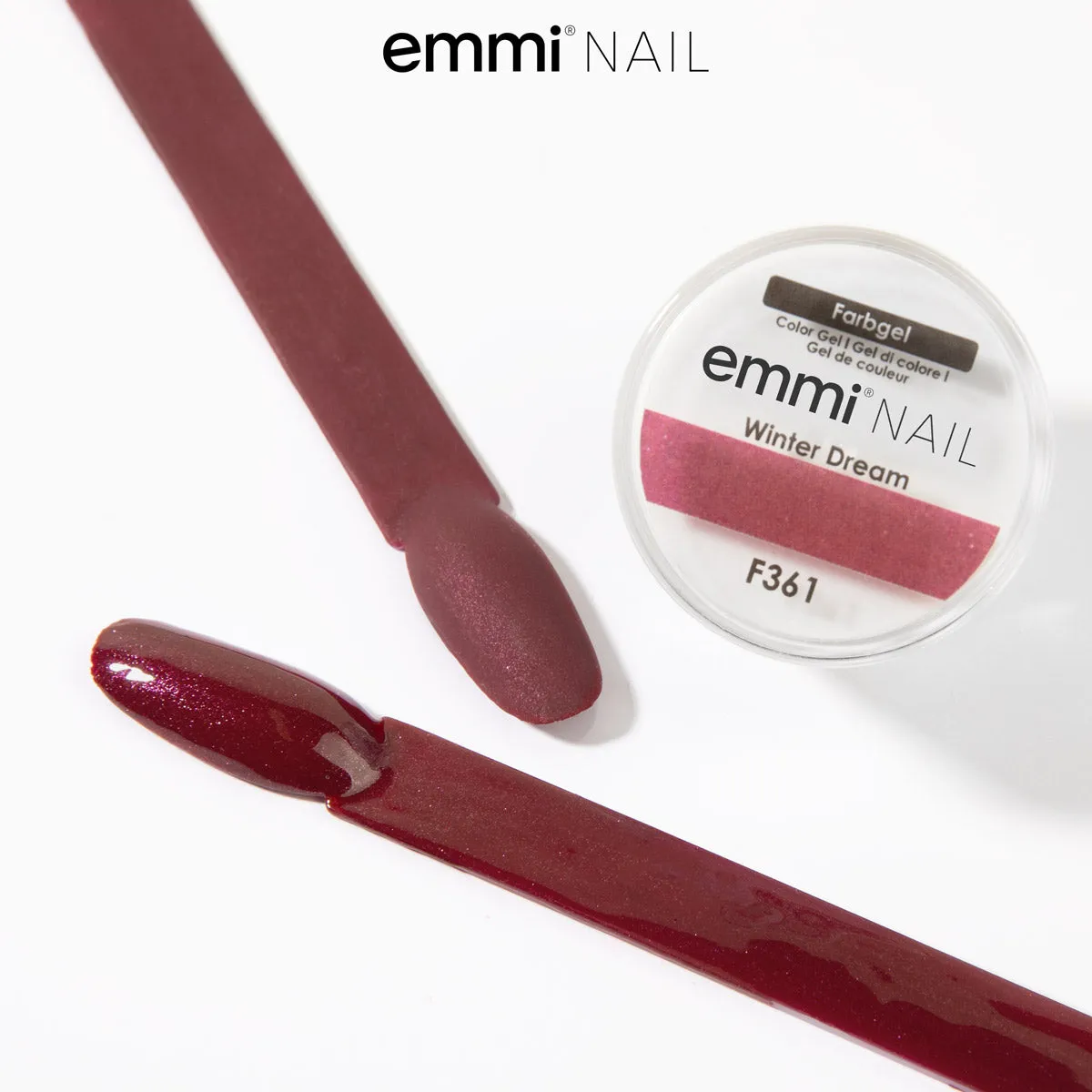 Emmi-Nail Winter Dream F361 farvegel 5 ml vinrød glitter