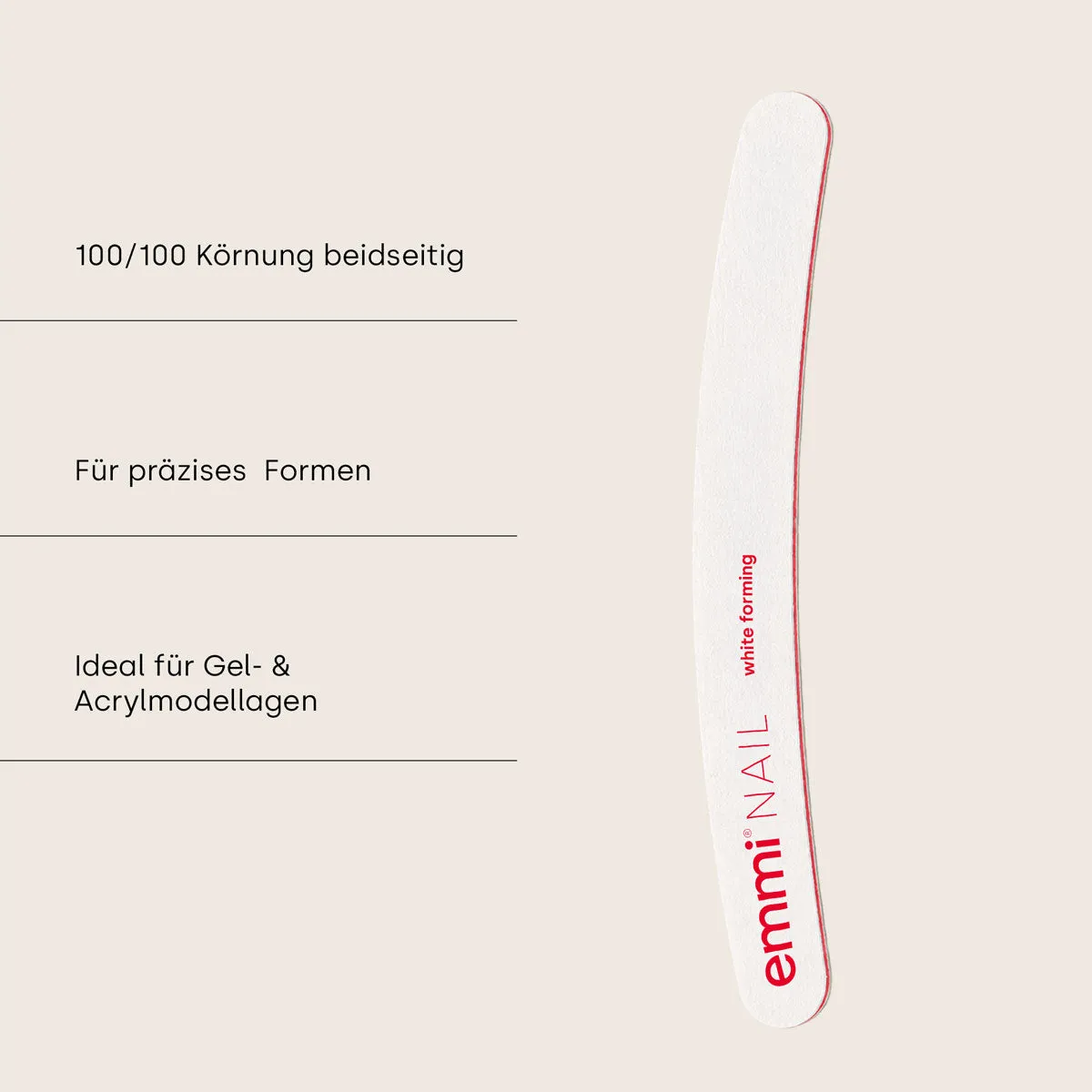 Emmi-Nail Ergonomic White Forming neglefil 100/100 50 stk