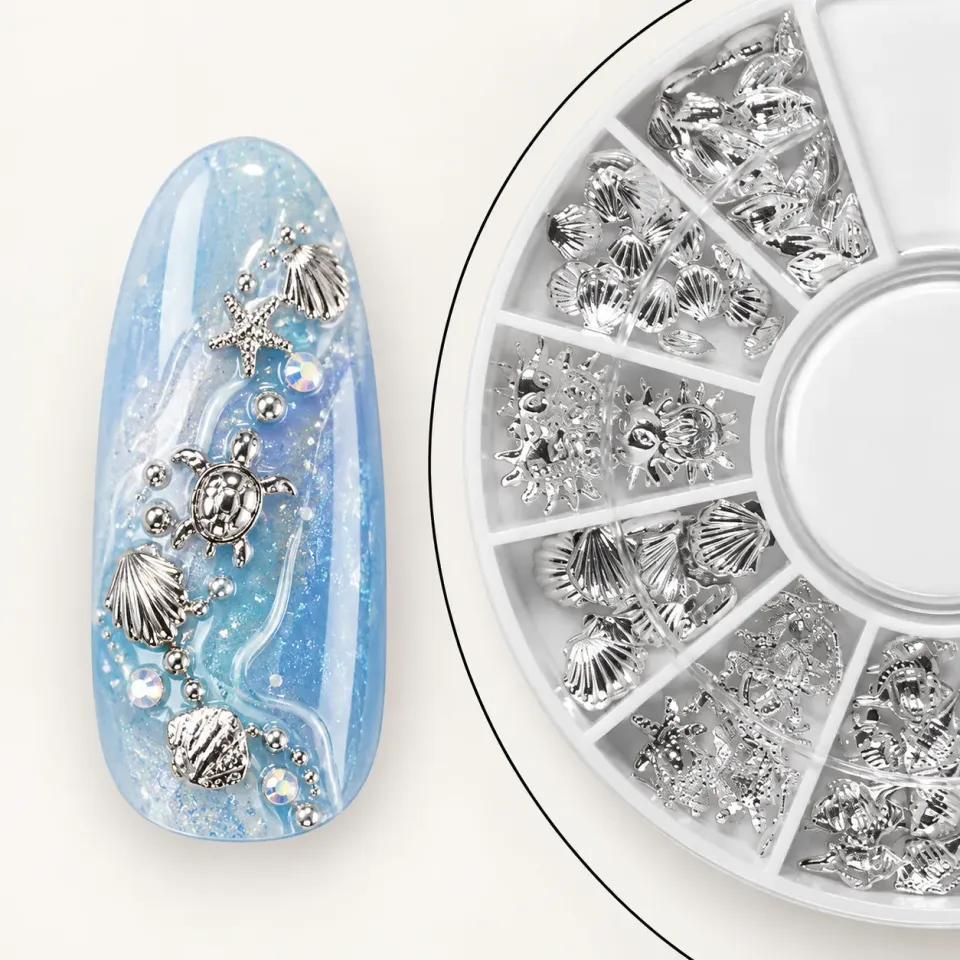 Emmi-Nail muslinger neglepynt sølv 12 forme
