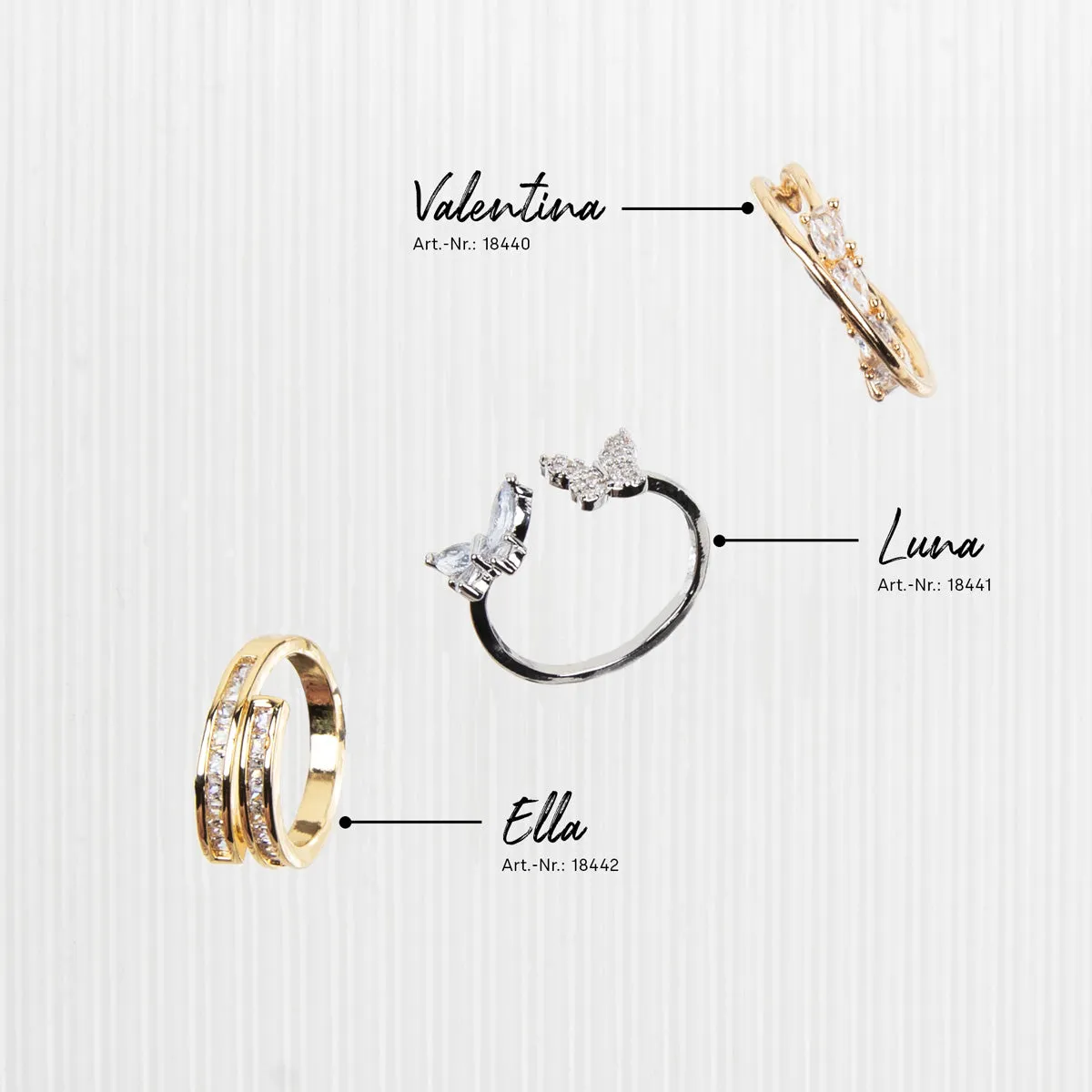 Emmi-Nail Luna justerbar fingerring sølv one size