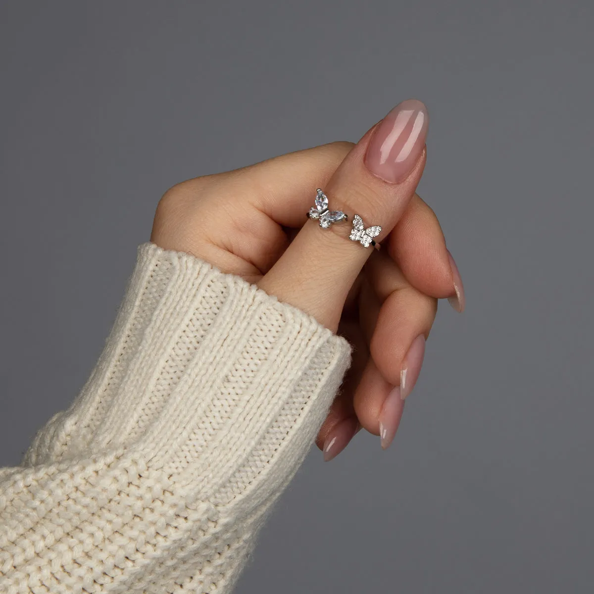 Emmi-Nail Luna justerbar fingerring sølv one size