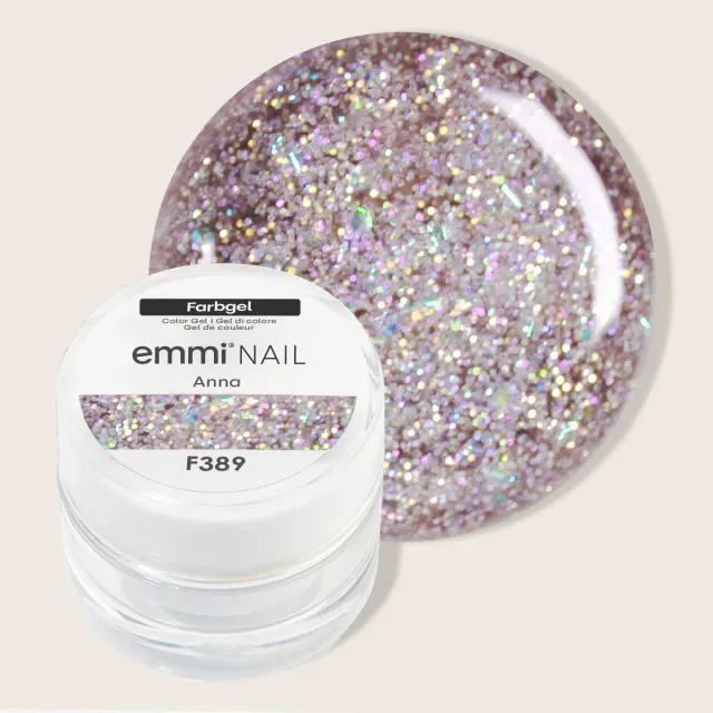 Emmi-Nail Farbgel Anna F389 glittergel lilla 5 ml
