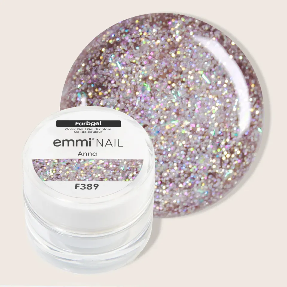 Emmi-Nail Farbgel Anna F389 glittergel lilla 5 ml