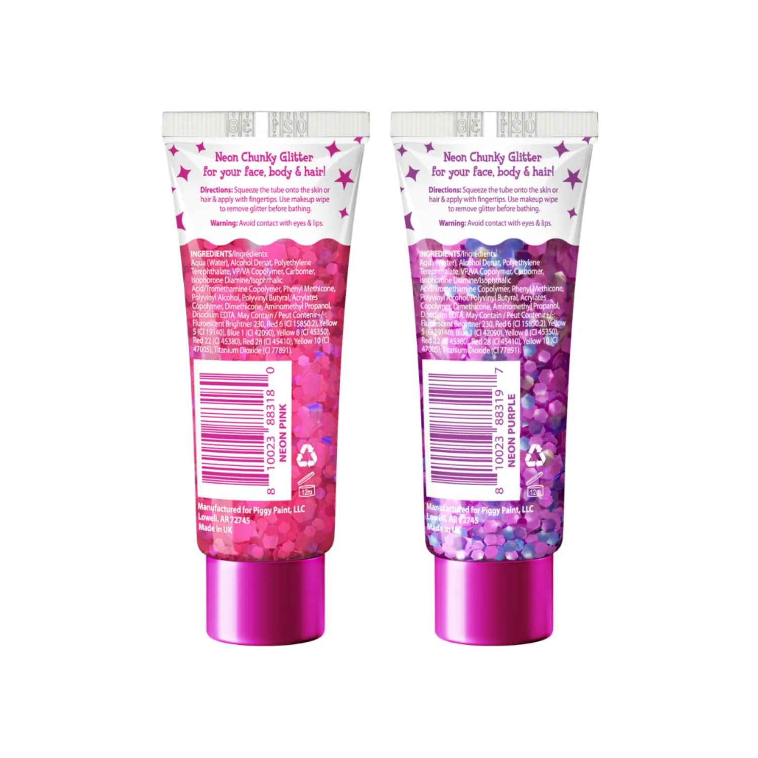 Piggy Paint Double the Dazzle glittergel neon 2-pak vegansk