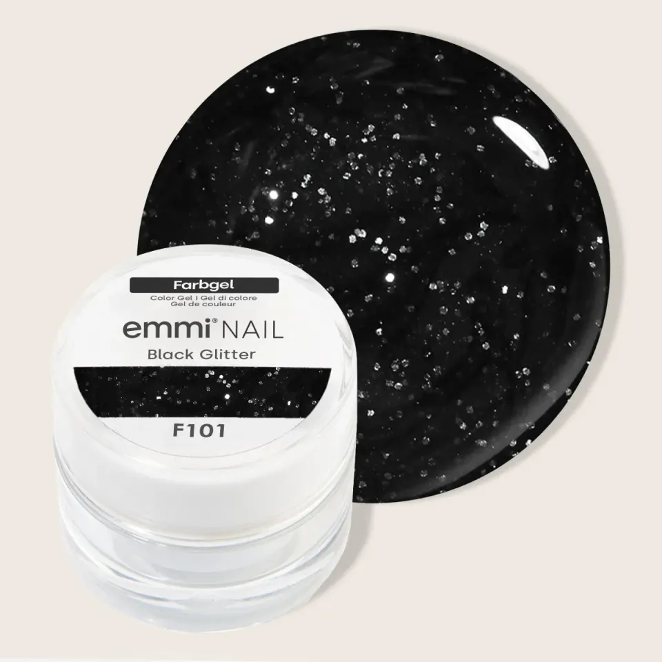 Emmi-Nail Farbgel Black Glitter F101 glittergel 5 ml sort glitter