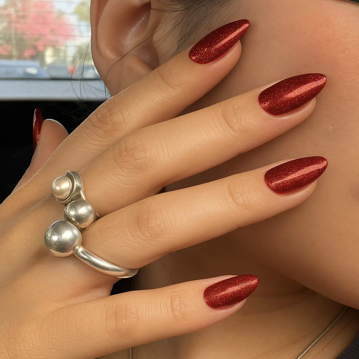 Emmi-Nail Apollon Red F163 farvegel 5 ml med glitter