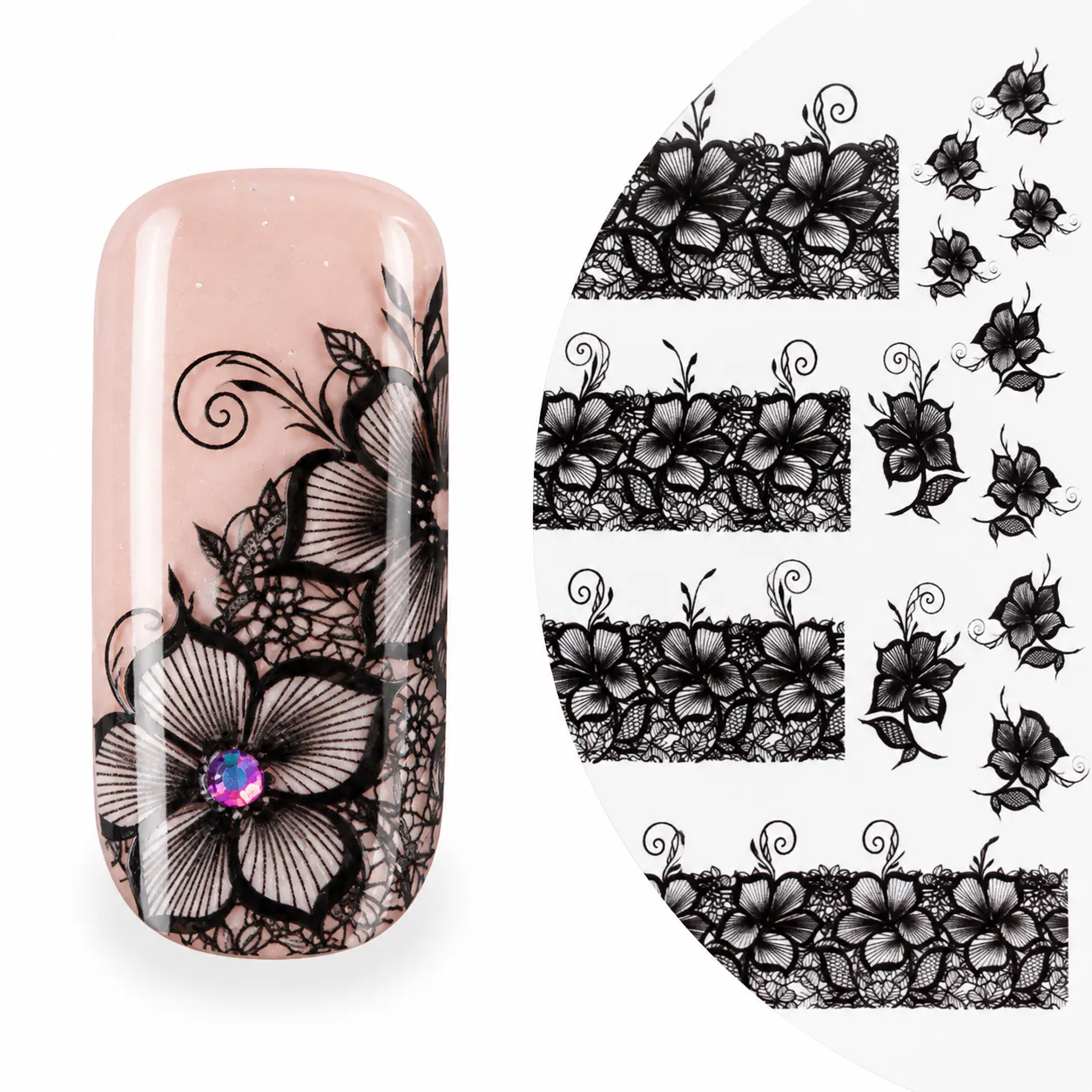 Emmi-Nail watertattoo med blomstermotiv