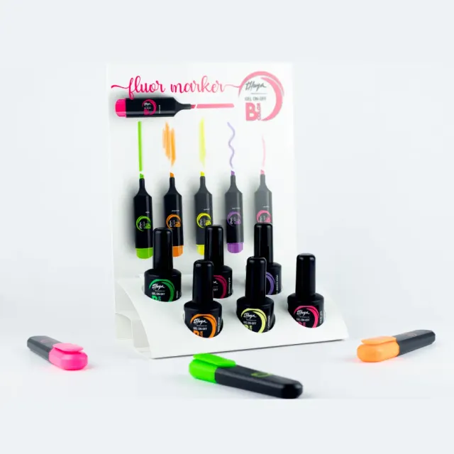 Evolution B-Color Fluor Marker gellak display 6 farver neon
