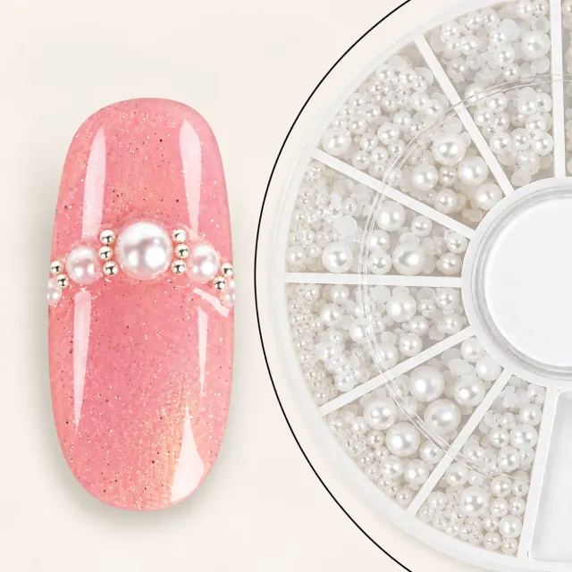 Emmi-Nail Display Halvrunde Perler little white nailart 3 størrelser