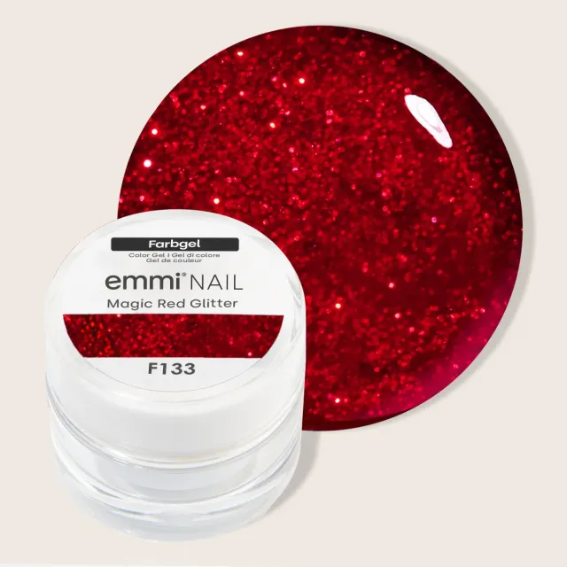 Emmi-Nail Red Glitter F133 farvegel 5ml rød glitter