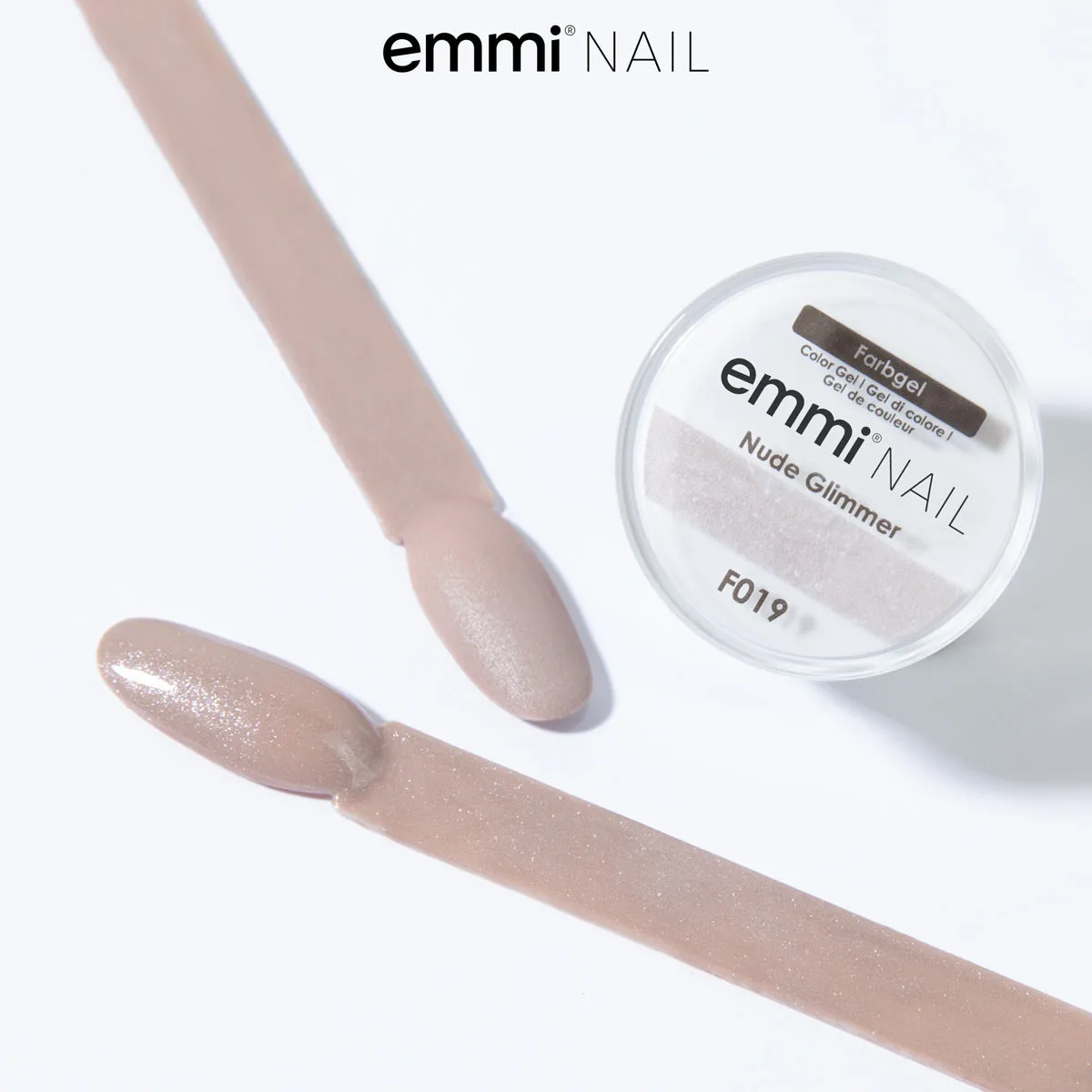 Emmi-Nail Nude Glimmer F019 farvegel 5 ml beige glitter