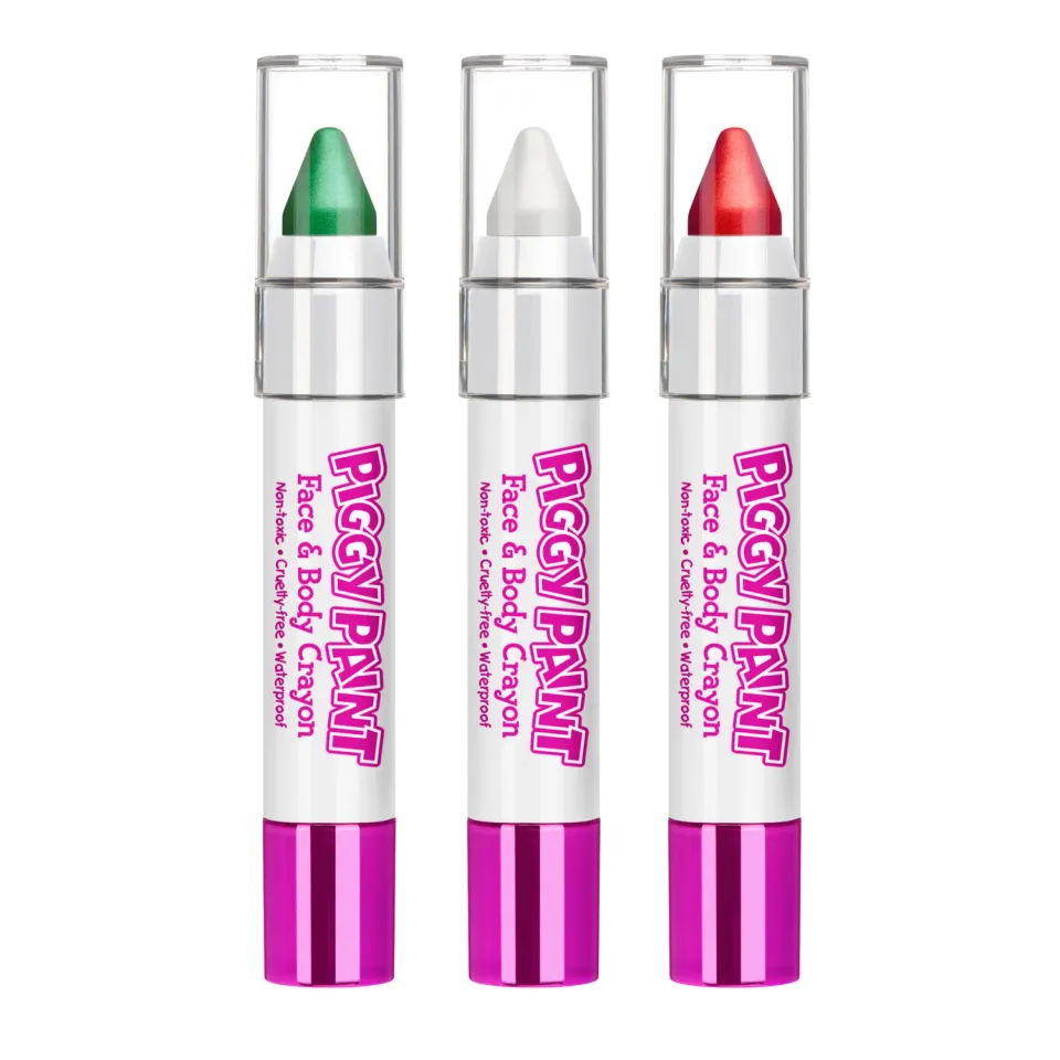 Piggy Paint Merry & Bright ansigtsfarve 3-pak rød grøn hvid
