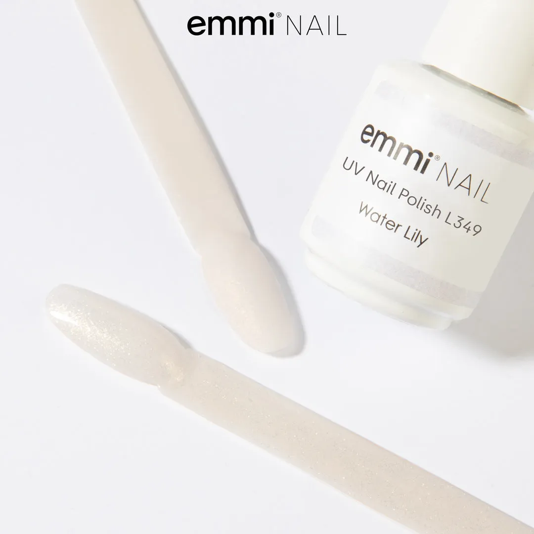 Emmi-Nail Shellac Water Lily L349 UV-lak 15 ml hvid glitter