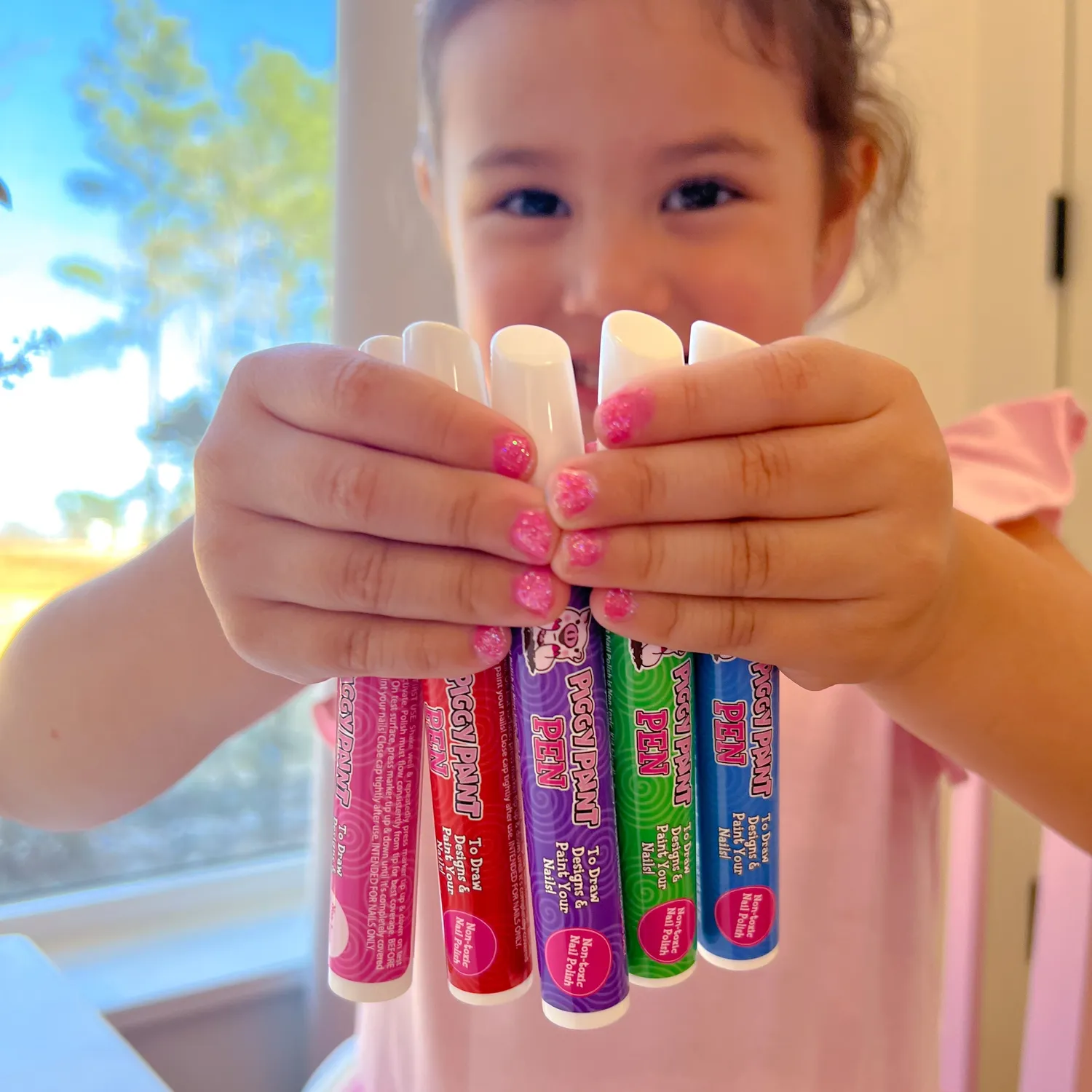 Piggy Paint Twinsies Pen Set neglelak 2 stk lyserød blå