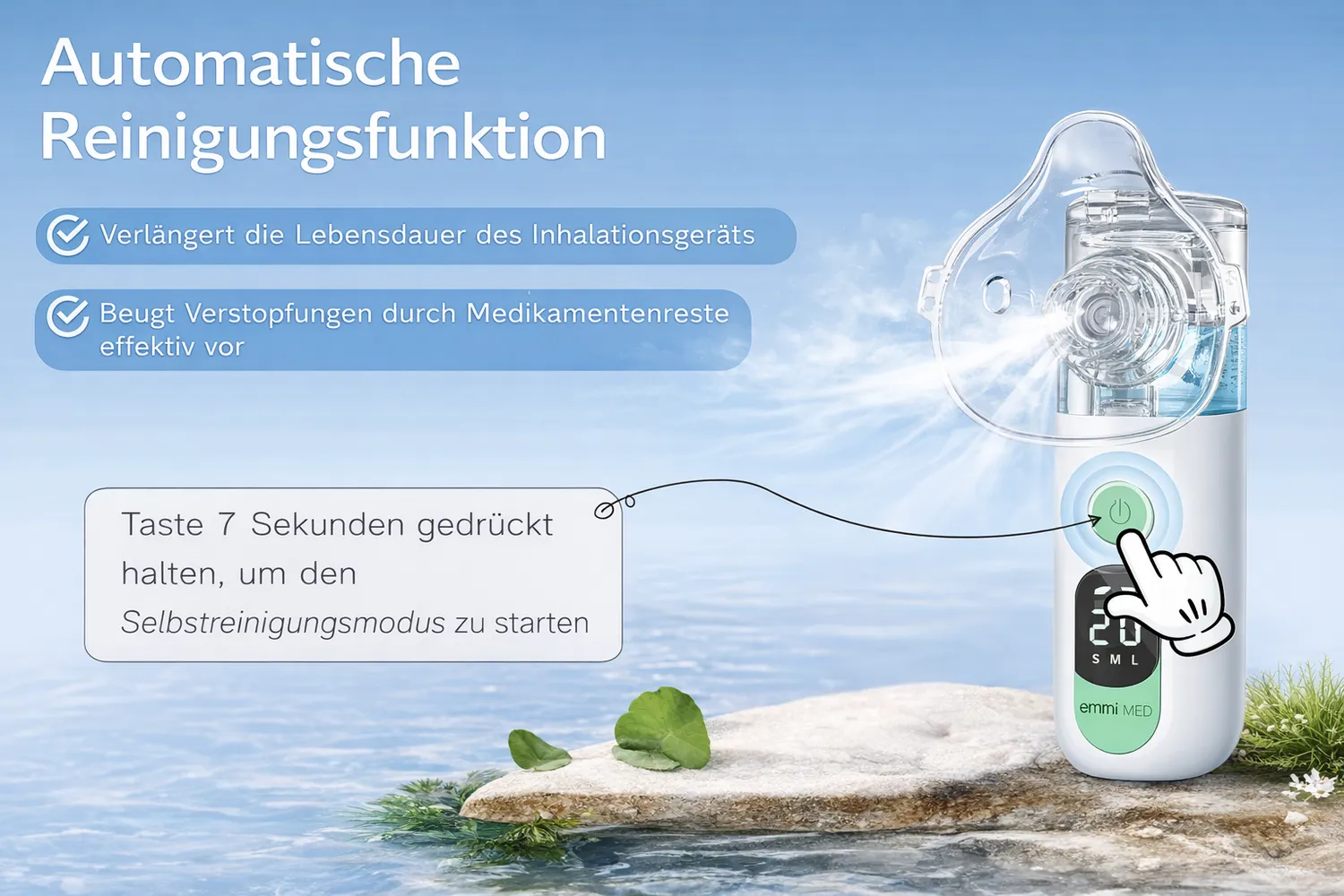 Emmi-Nail emmi-Med inhalator lydsvag genopladelig