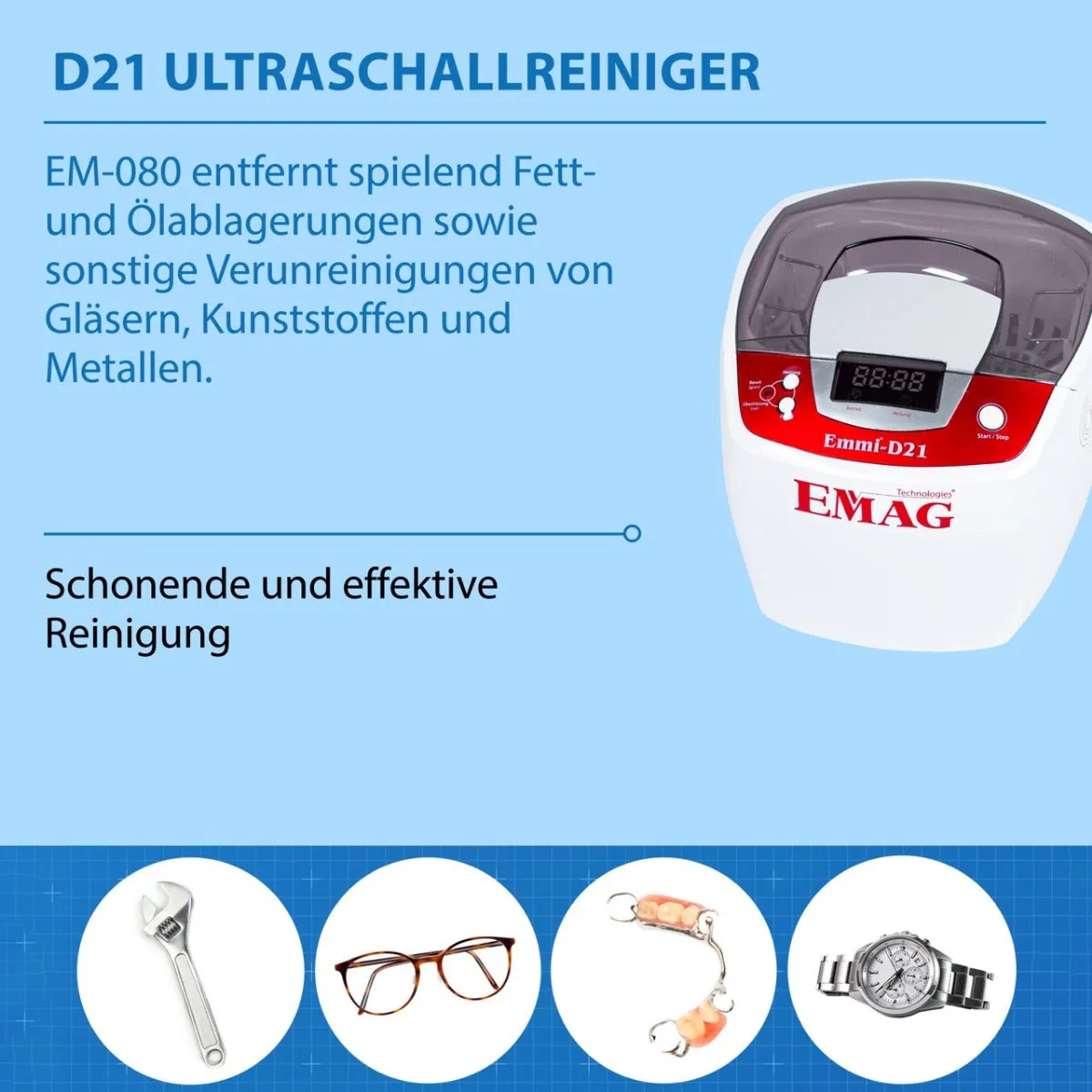Emmi-Nail Emmi-D21 ultralydsrenser 2 l med kurv