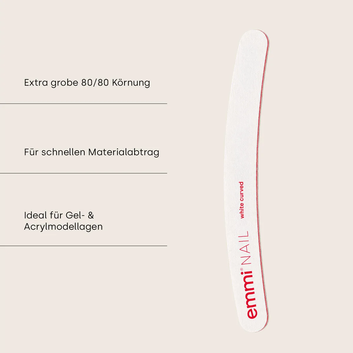 Emmi-Nail Ergonomic white hard file neglefil 80/80 50 stk