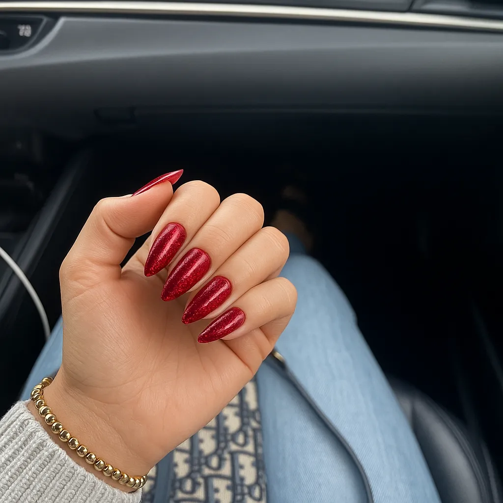 Emmi-Nail Red Glitter F133 farvegel 5ml rød glitter