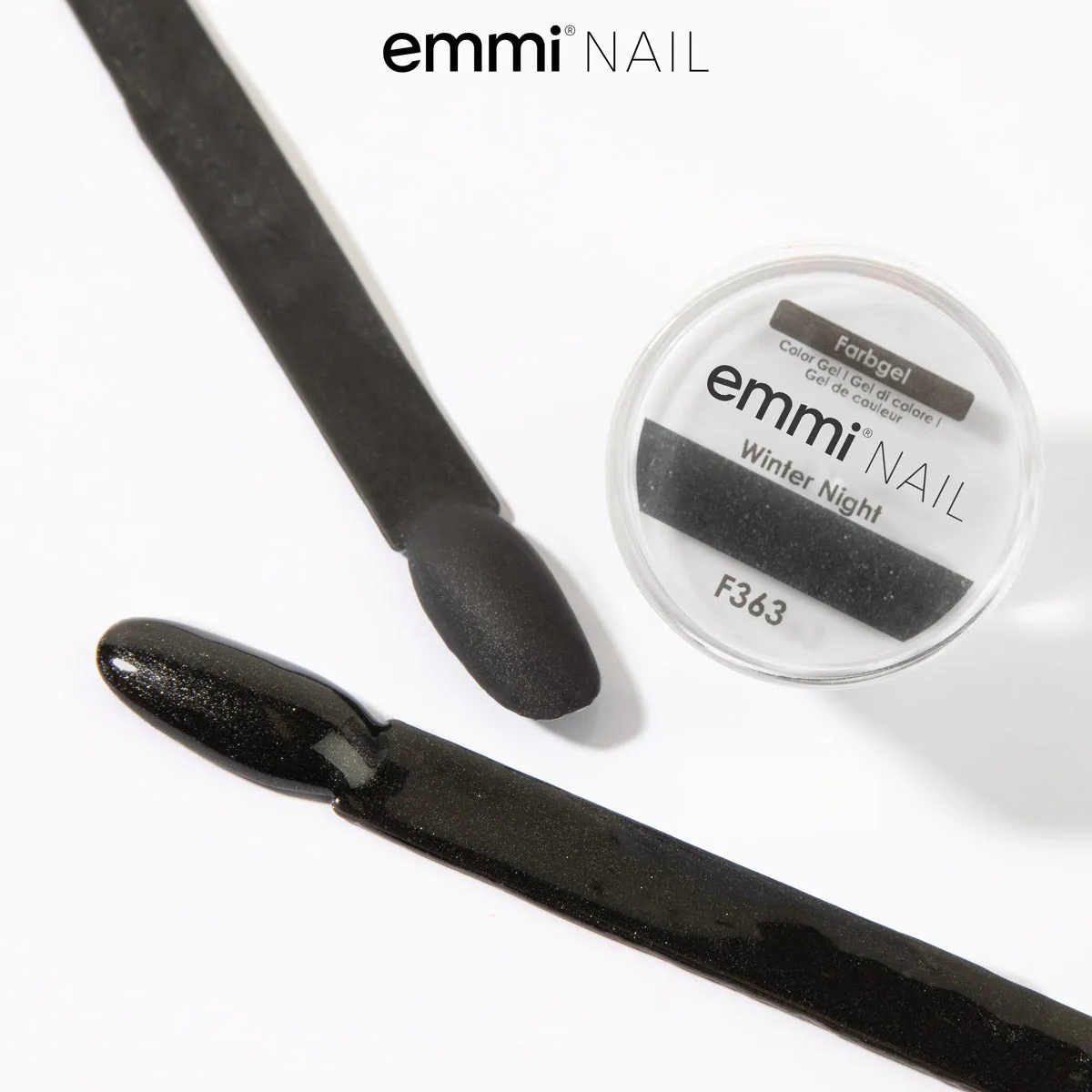 Emmi-Nail Winter Night F363 farvegel 5ml sort glitter