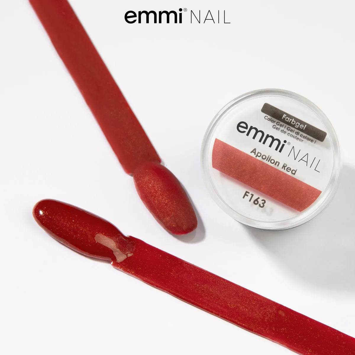 Emmi-Nail Apollon Red F163 farvegel 5 ml med glitter