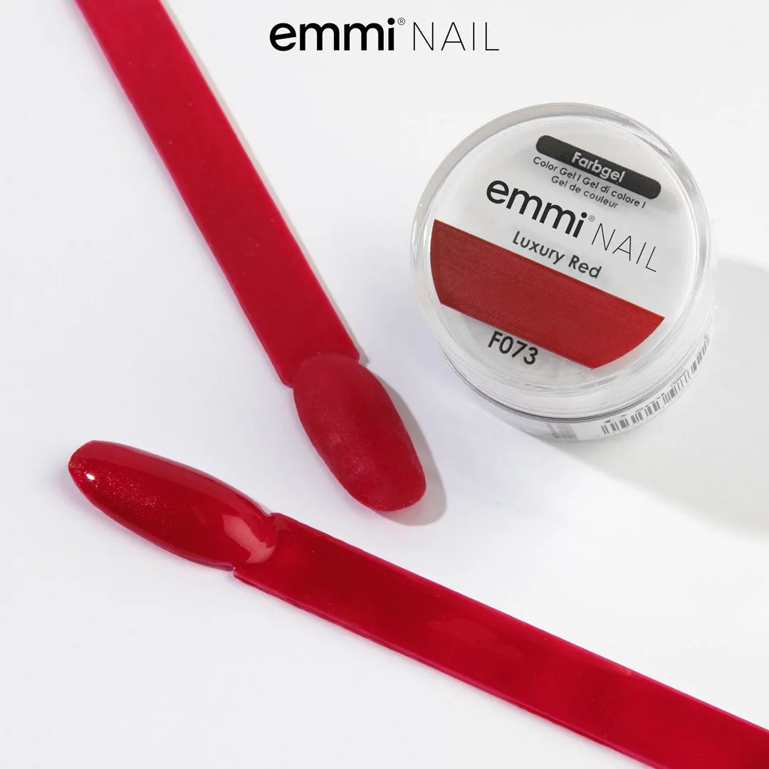 Emmi-Nail Luxury Red F073 farvegel 5 ml rød glitter