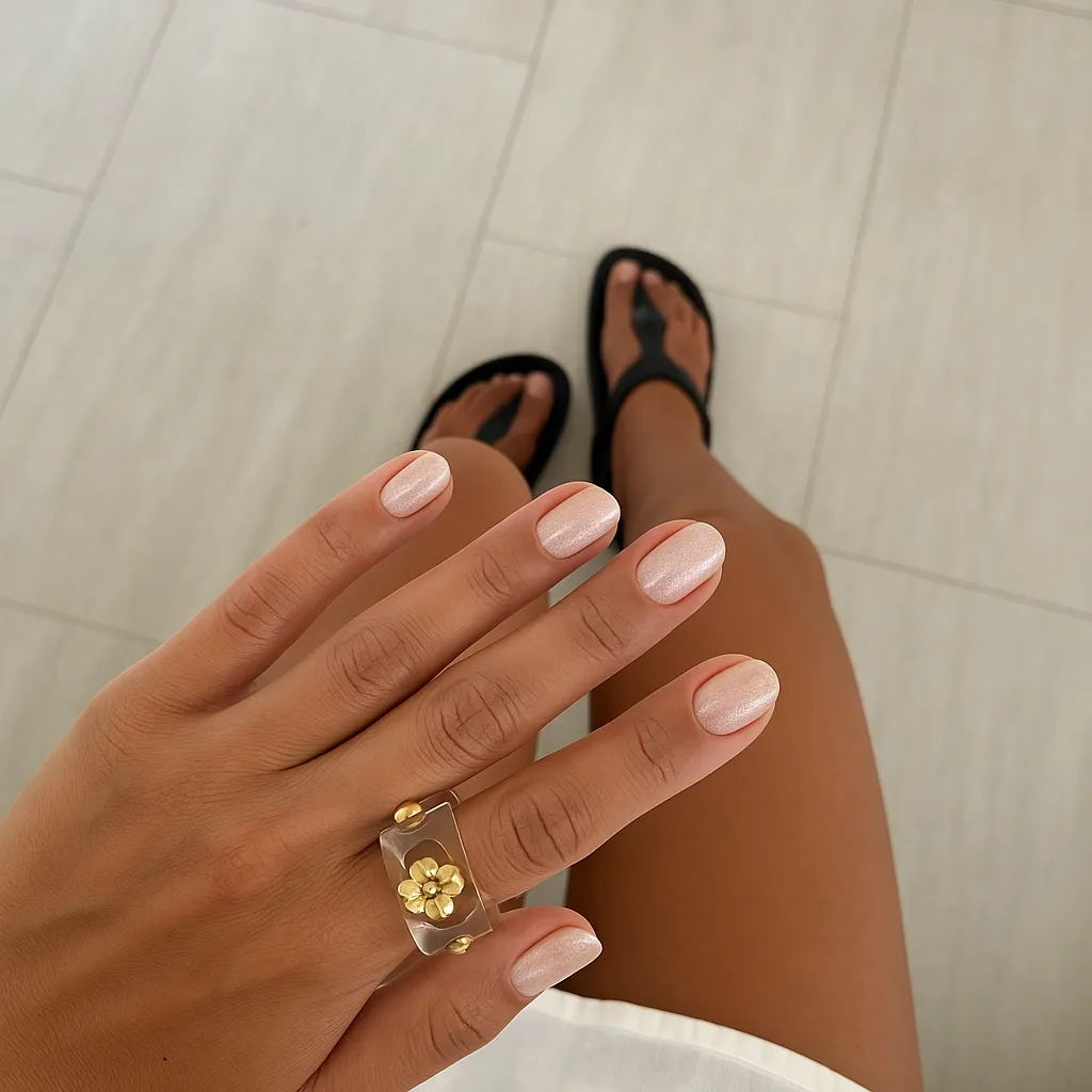 Emmi-Nail Nude Glimmer F019 farvegel 5 ml beige glitter