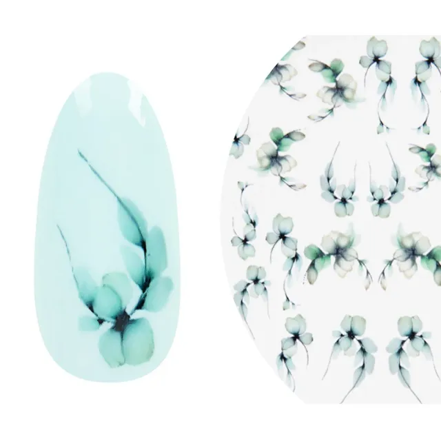 Emmi-Nail Green Harmony watertattoo grønne blomster